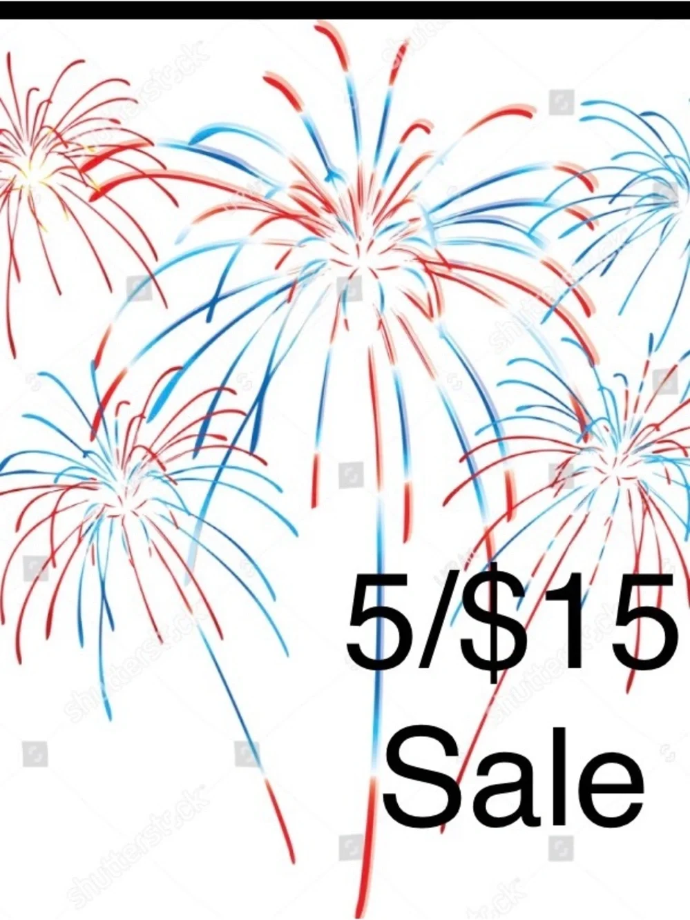5 for $15.00 sale.